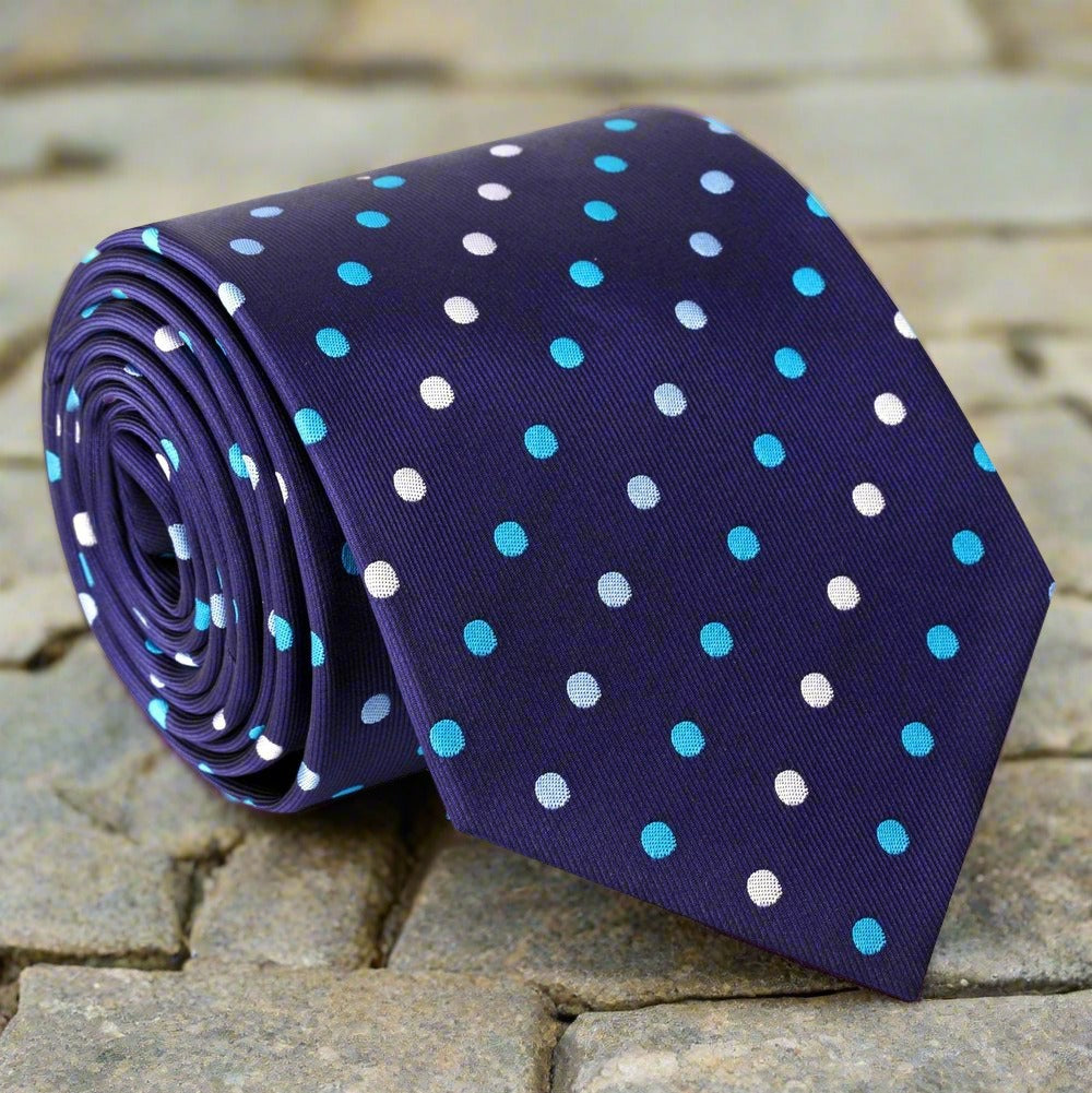 Elegant men's polka dot silk tie in white and black for formal occasions