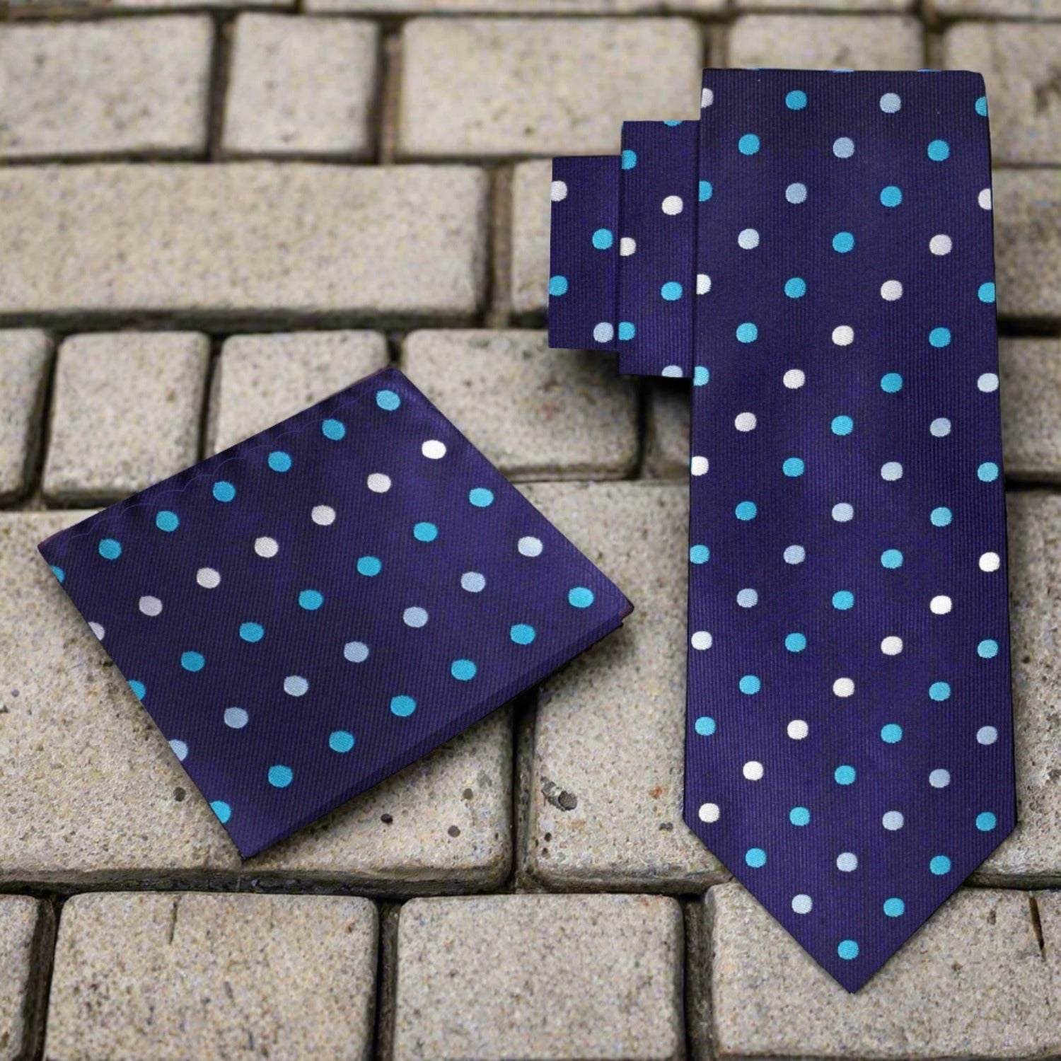 Elegant mens polka dot silk tie in white and black for formal occasions