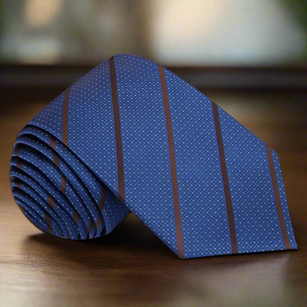 Close-up of Guardian Stripe Silk Tie showing bold red stripes on grey background