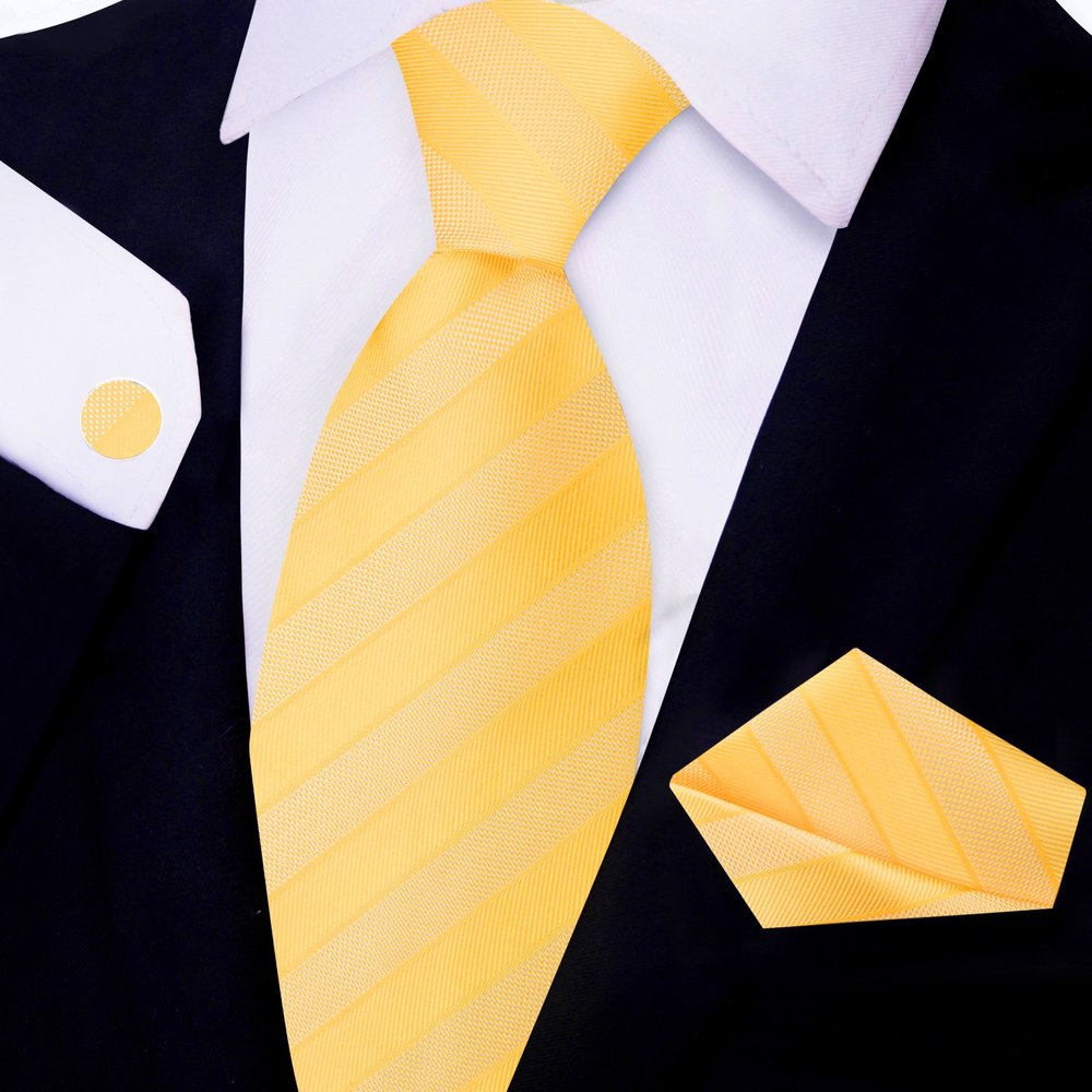 Man wearing a formal necktie for business meetings with a matching handkerchief