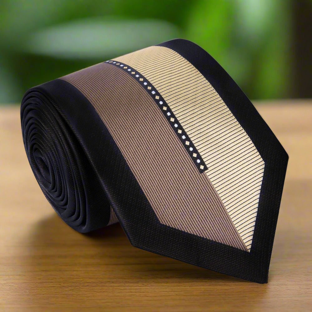 Front view of elegant men's silk necktie with dual-tone green and grey shades
