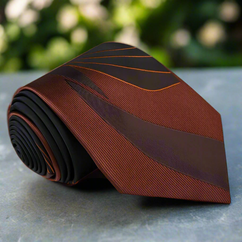 Fashionable mens silk tie featuring unique patterned design, ideal for upscale dinners