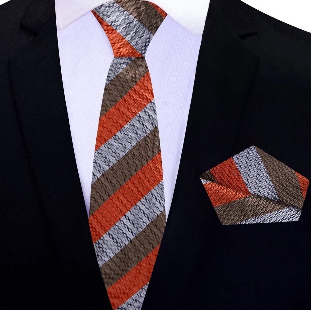 Close-up of the silk fabric and stripe pattern on Brenlow necktie