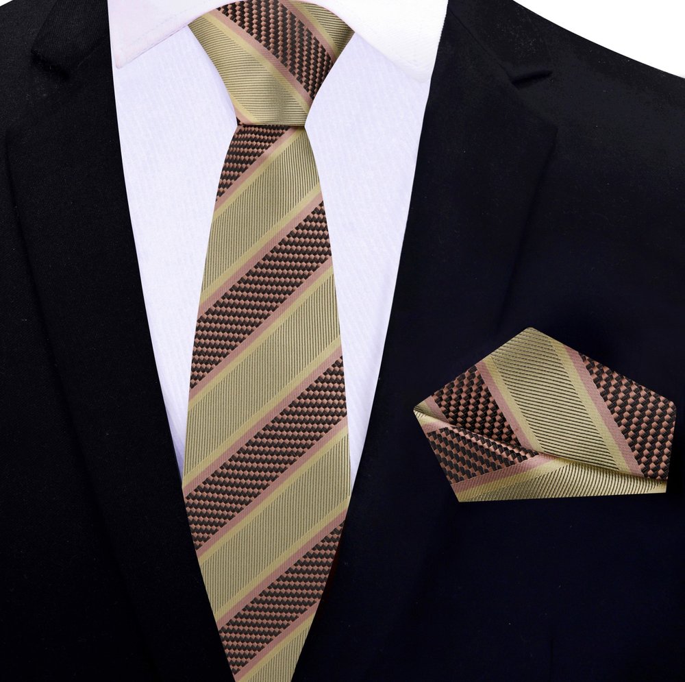 Man wearing a formal necktie for business meetings with a matching handkerchief