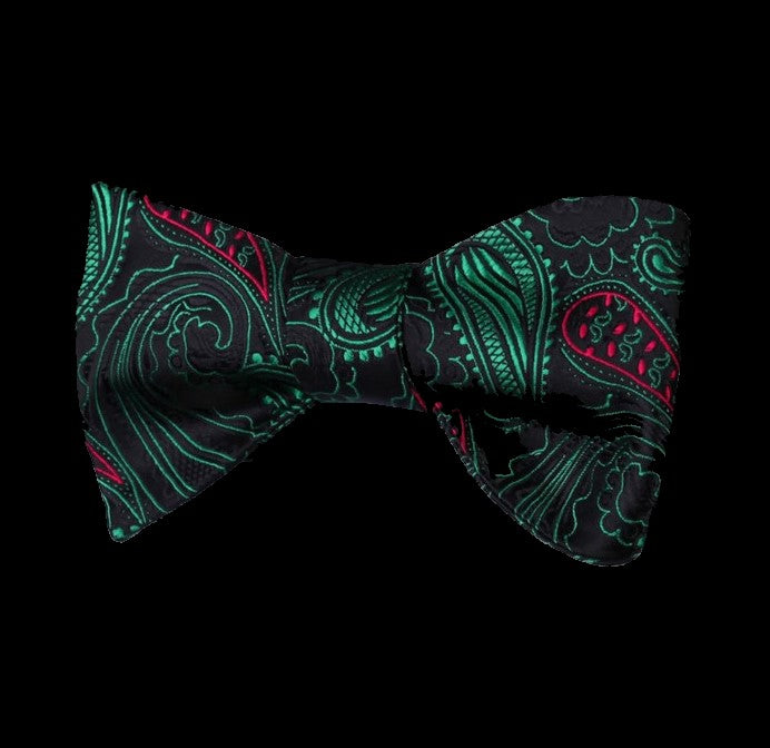 Elegant silk bow tie with pocket square for Christmas celebration
