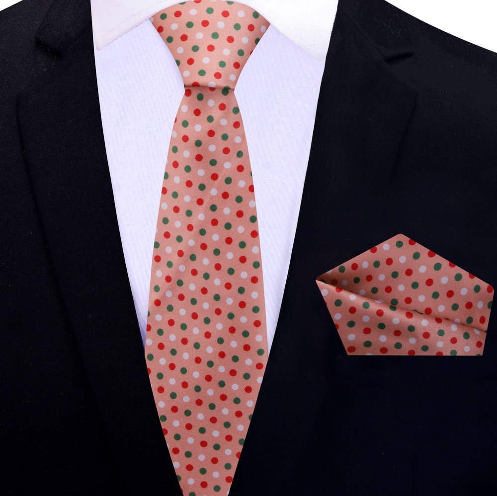 Man wearing a festive necktie with holiday suit for Christmas party