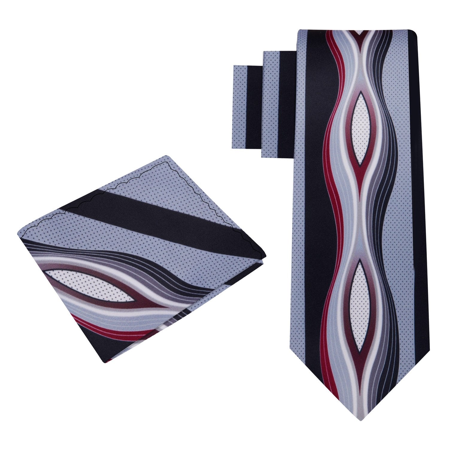 Close-up of the Abstract Elegance Silk Necktie showcasing its vibrant colors and abstract pattern.
