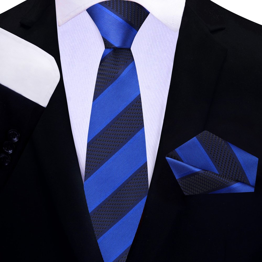 Elegant silk necktie and handkerchief set displayed on a wooden surface for networking events