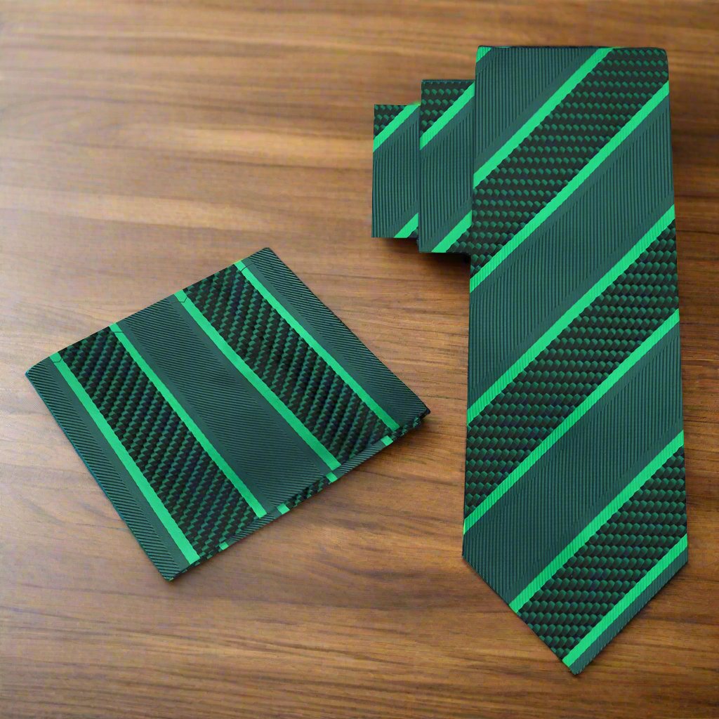 Man wearing a formal necktie for business meetings with a matching handkerchief