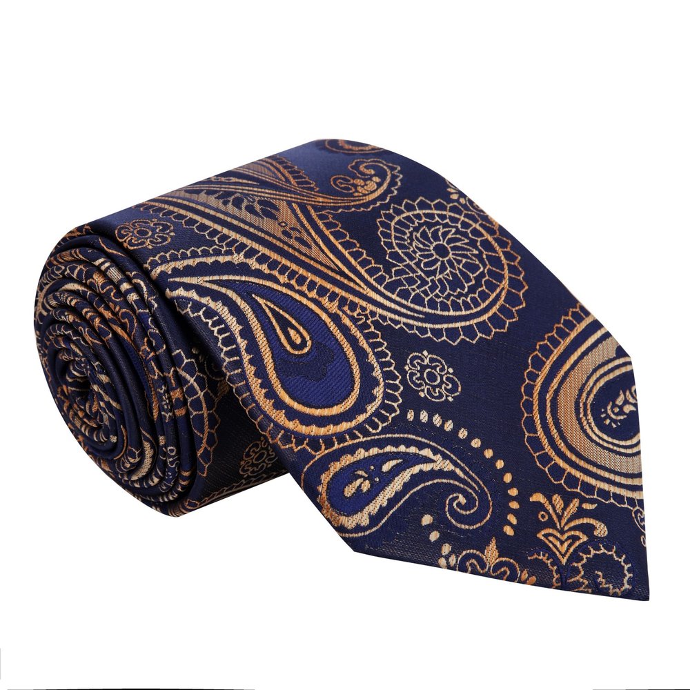 Silk tie for boys in dark blue with paisley pattern, ideal for special occasions