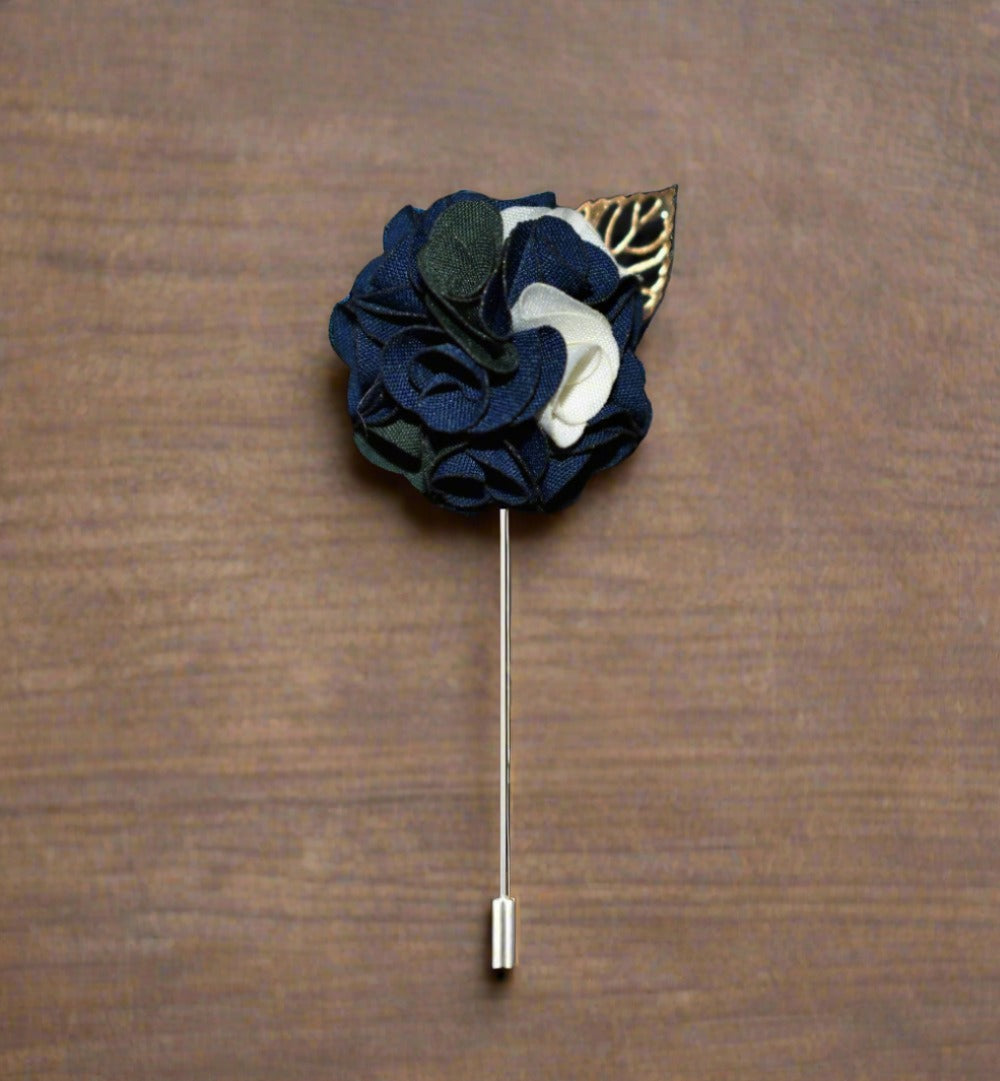 Close-up of a custom flower lapel pin highlighting its premium quality.