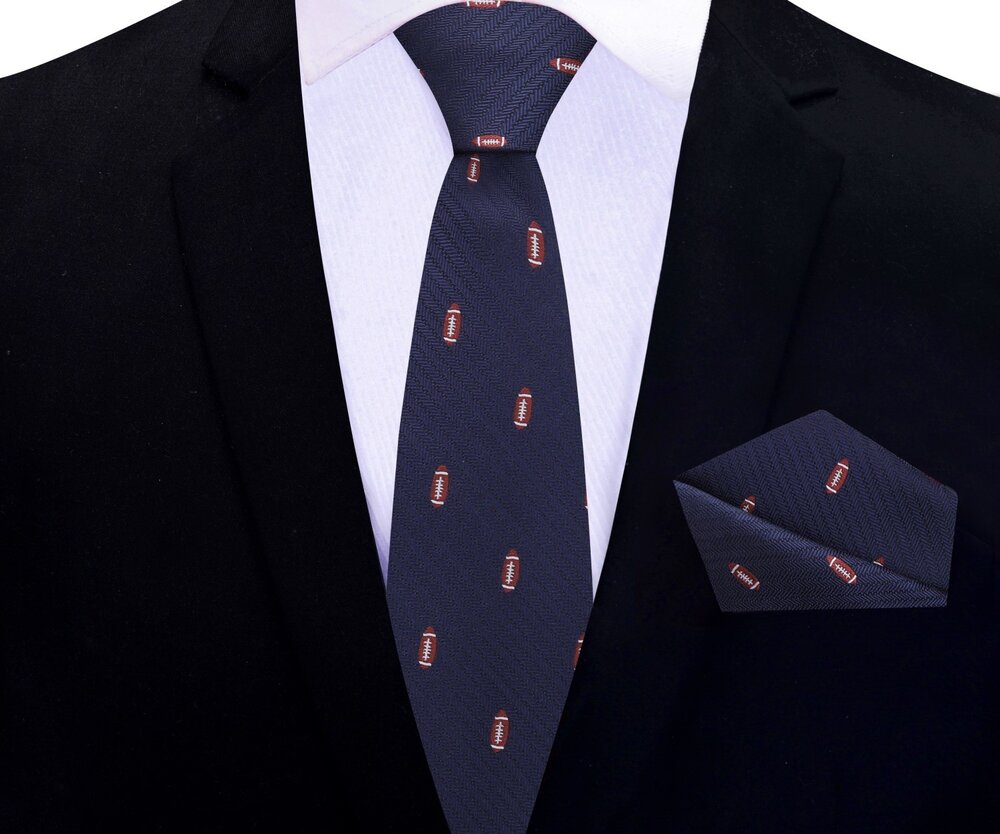 Folded tie with pocket square option, highlighting premium silk texture