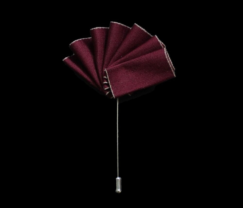 Close-up of the luxury lapel pin made from zinc alloy, complementing the pocket square.