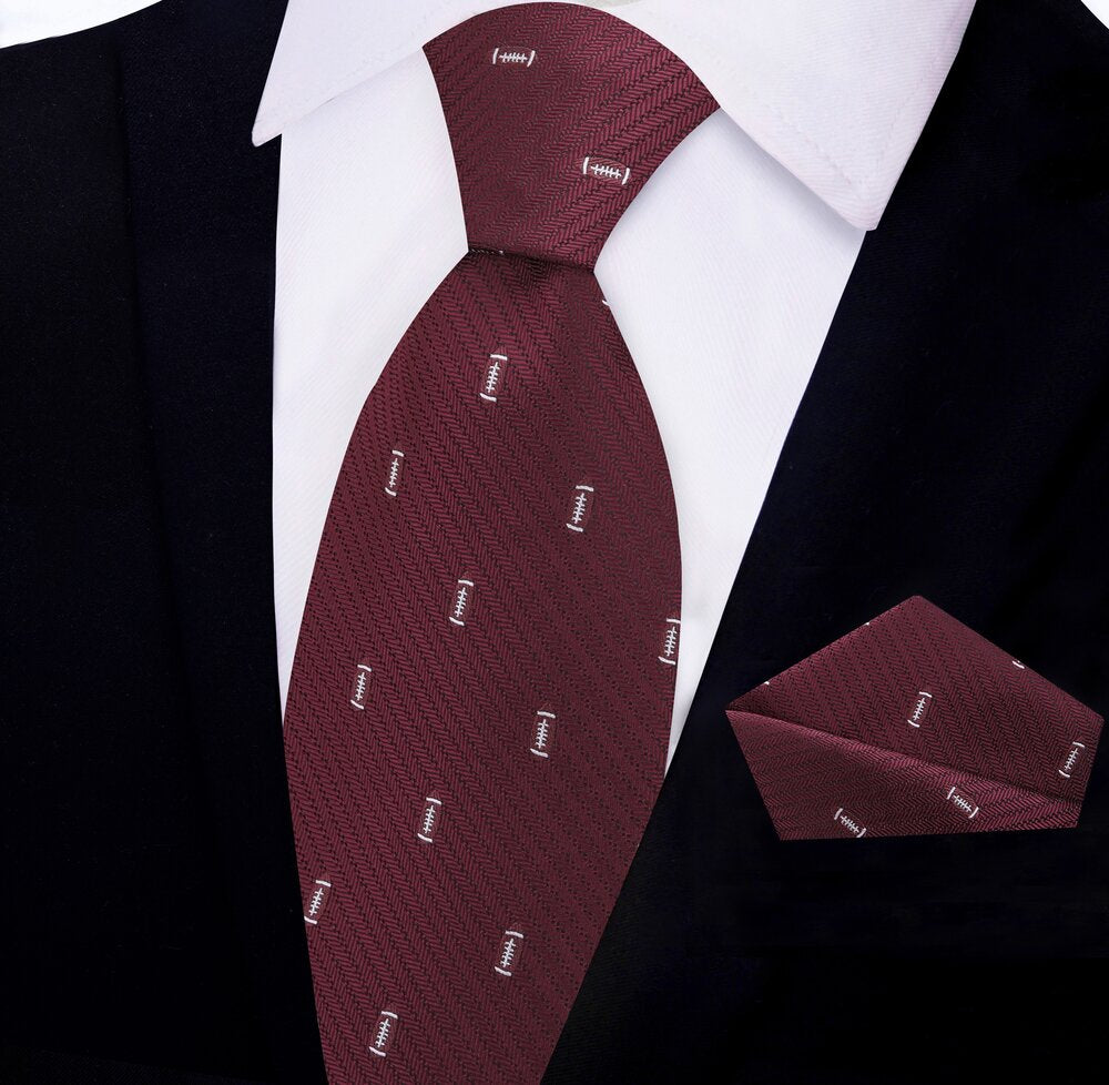 Folded tie with pocket square option, highlighting premium silk texture