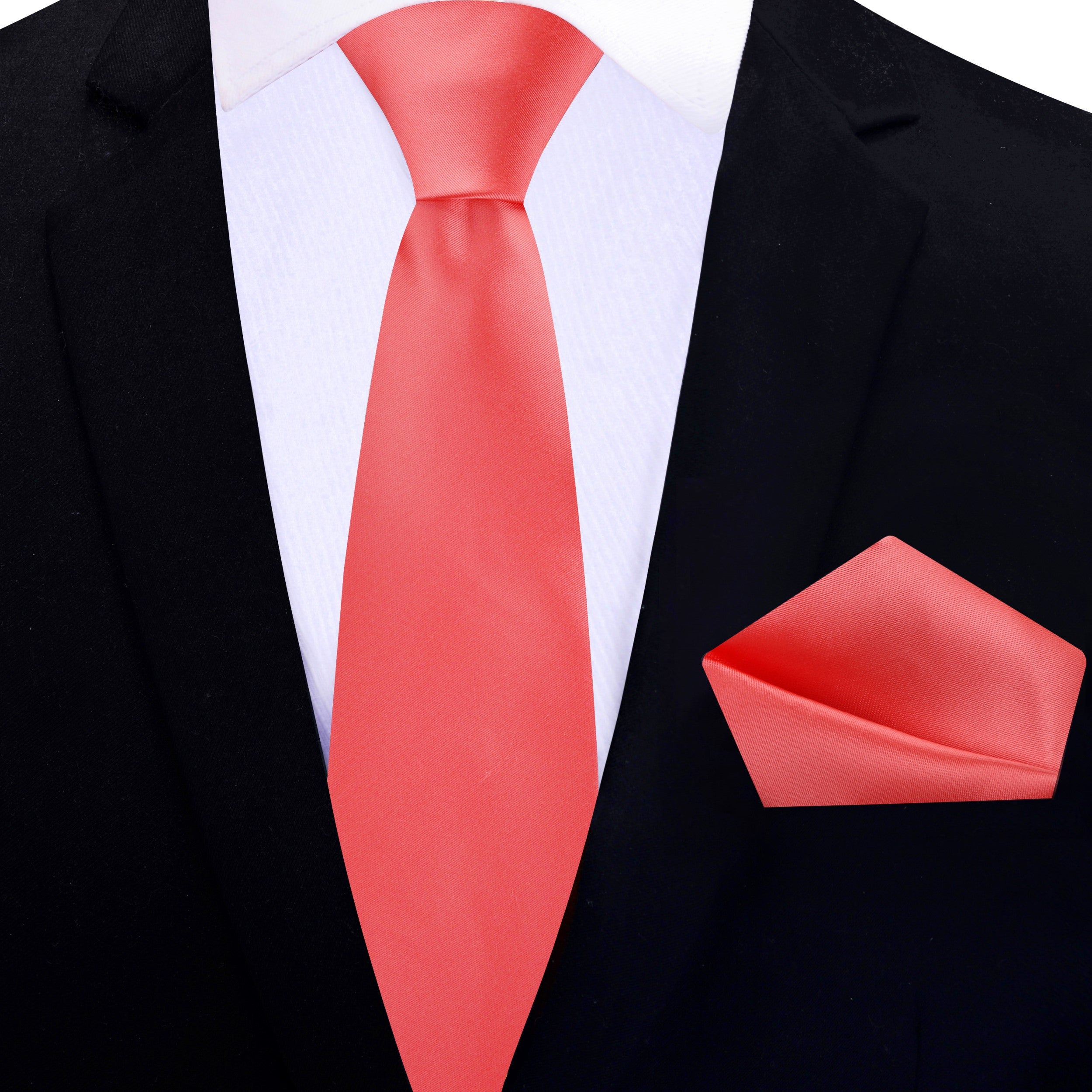 Elegant solid color silk tie paired with a classic white dress shirt, perfect for business meetings.