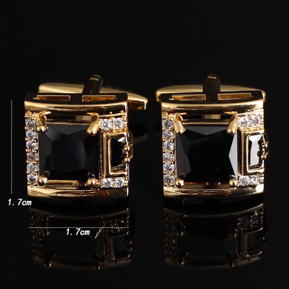 Chrome circle cufflinks with clear stone - ideal for formal occasions.