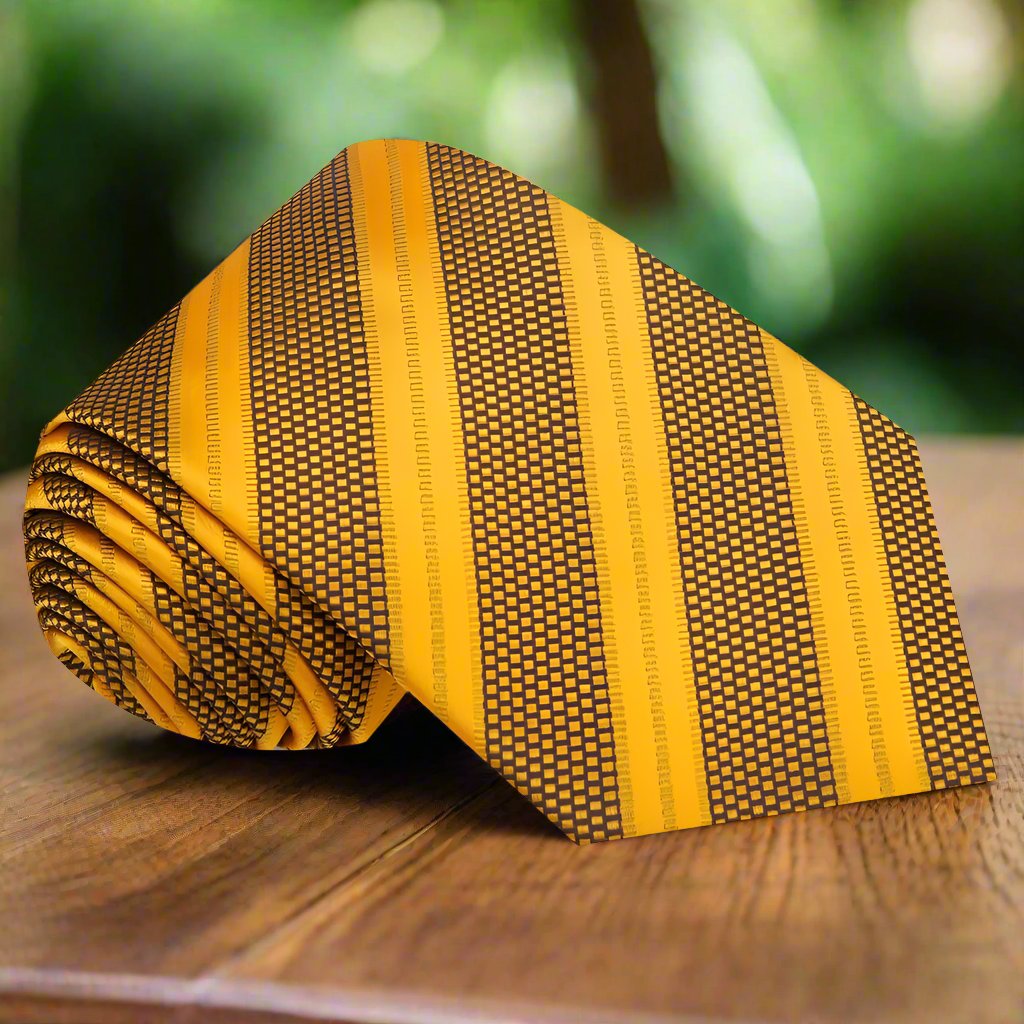 Mens dress tie displayed with a white dress shirt, highlighting its versatility for business meetings.