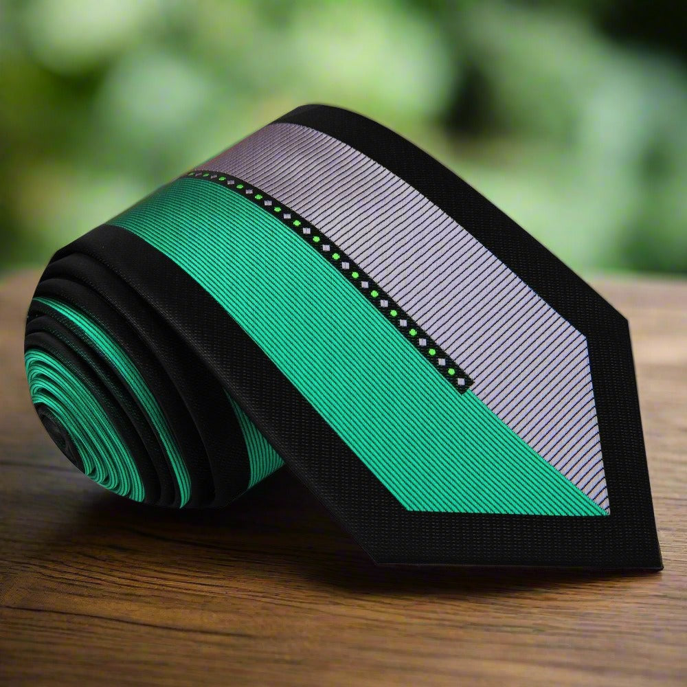 Man wearing a formal silk tie with intricate pattern for a special event