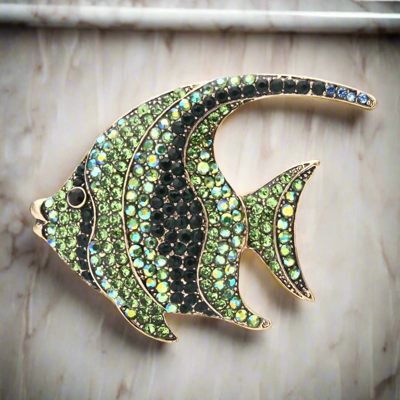 Stylish animal lapel pin with gemstones on a formal suit jacket