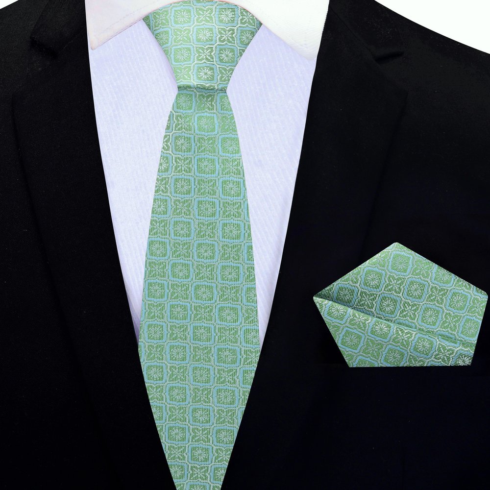 Man wearing silk necktie with geometric pattern at a wedding reception
