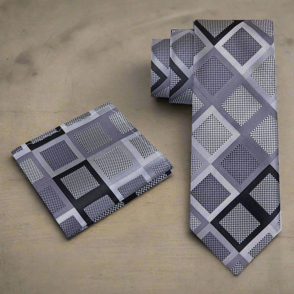Fashionable mens necktie with bold geometric pattern, suitable for formal occasions