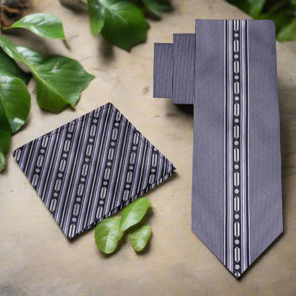 Silk tie paired with a white dress shirt and black suit—perfect for weddings and business meetings.