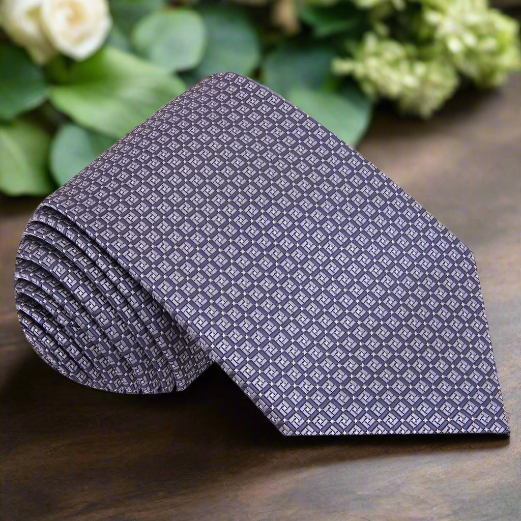 Chatterwick modern geometric necktie in light grey and dark grey, perfect for formal events.