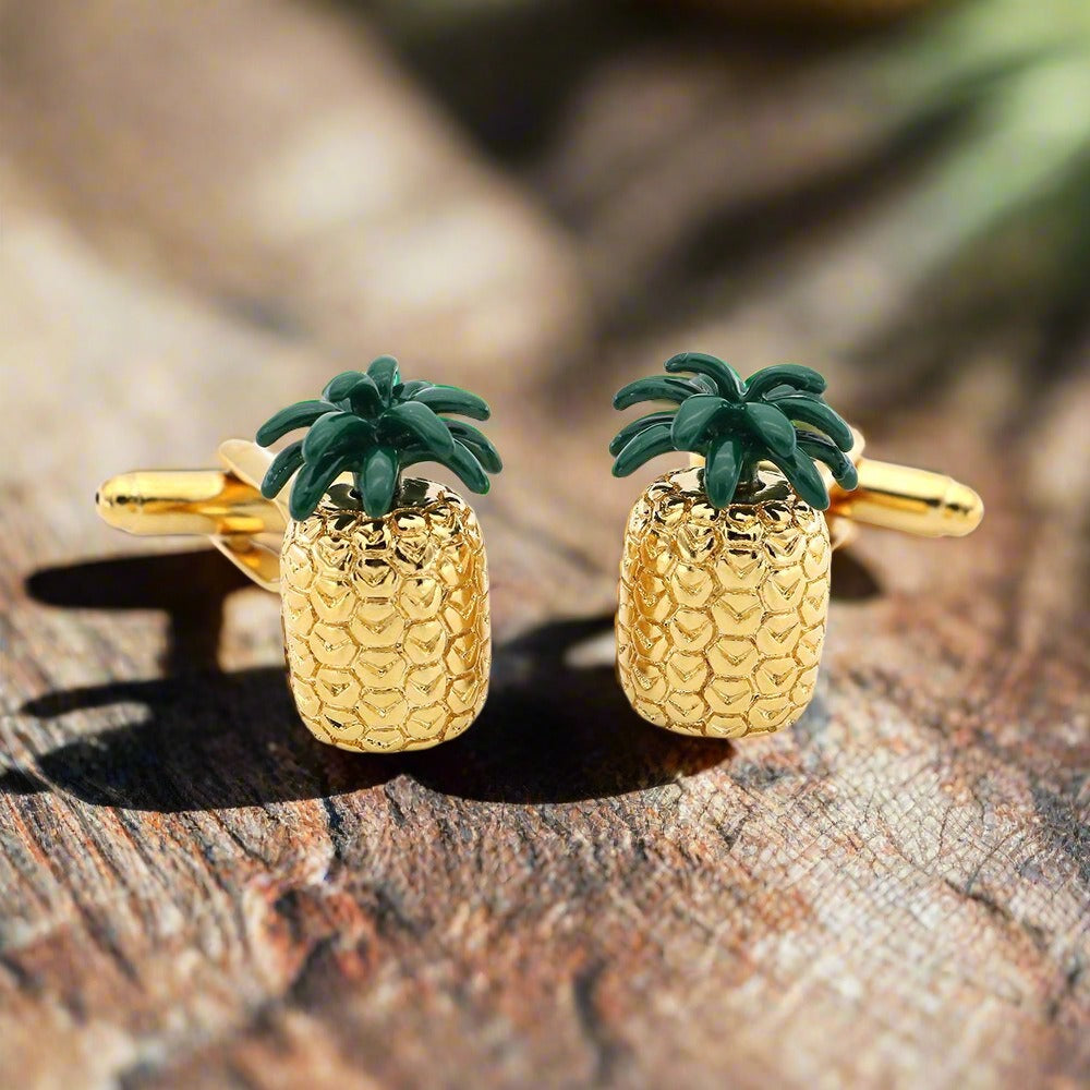 A close-up view of Vibrant Fruit Cufflinks showcasing strawberry design.
