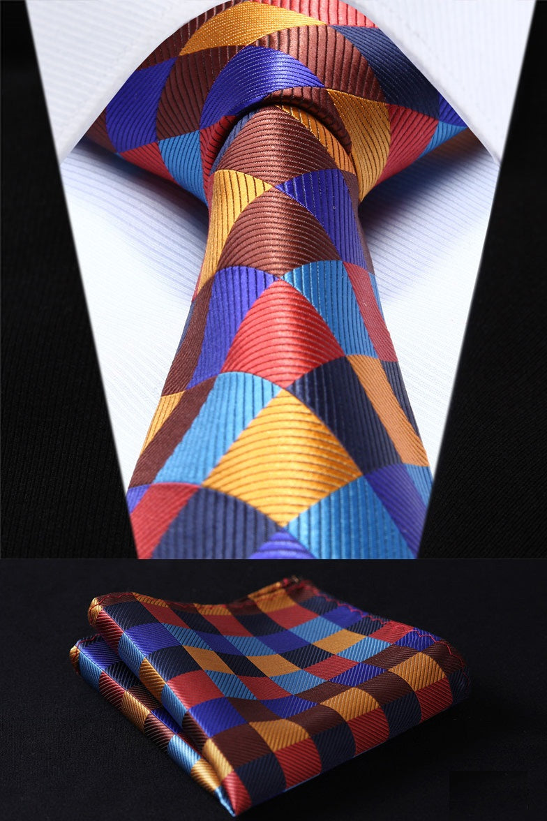 Kids necktie and pocket square set in red for boys' formal wear