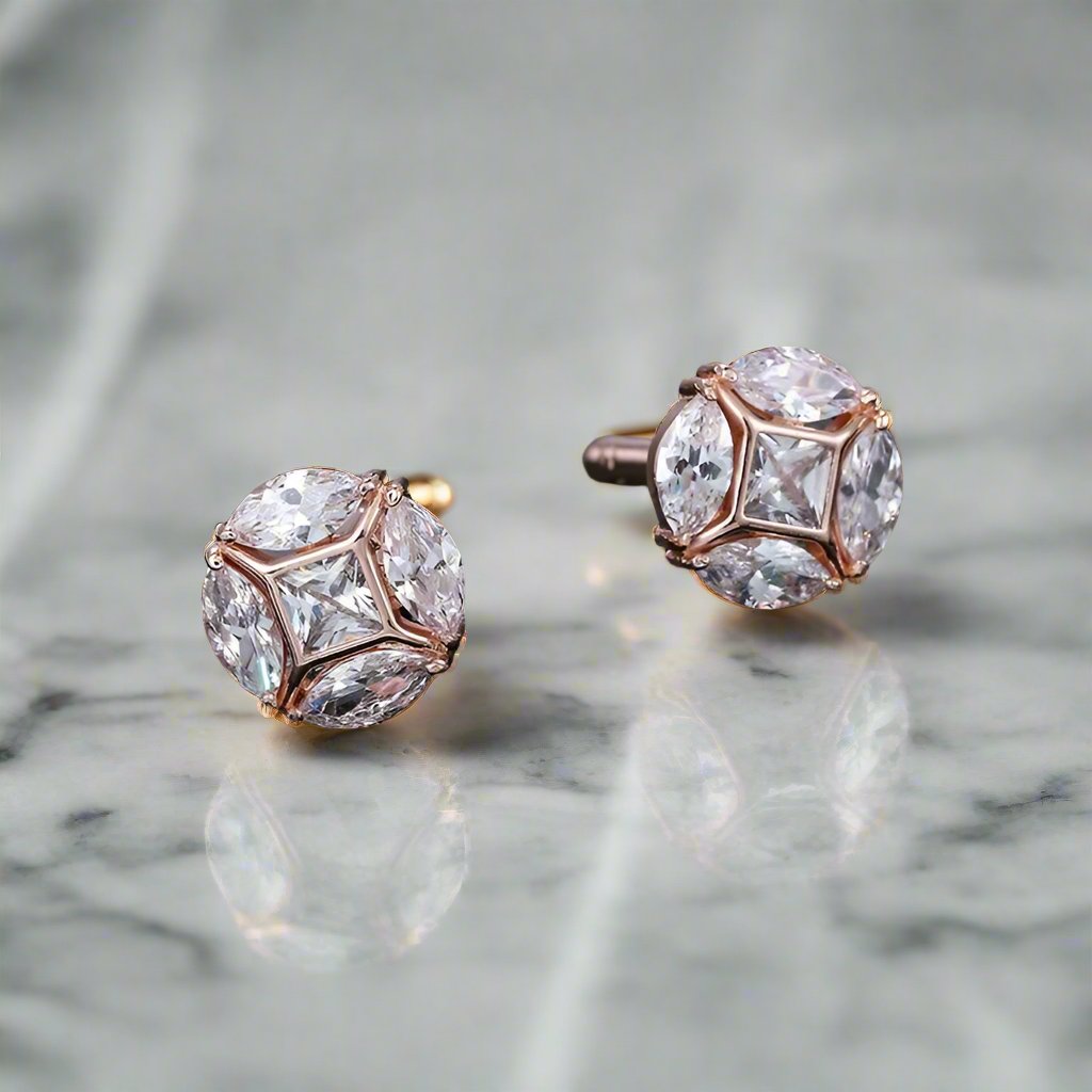 Gold and silver cuff links for men in formal wear