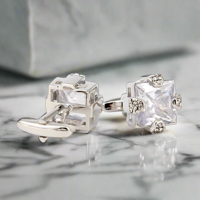 Luxury cufflinks with encrusted stones, perfect for gifting or special occasions