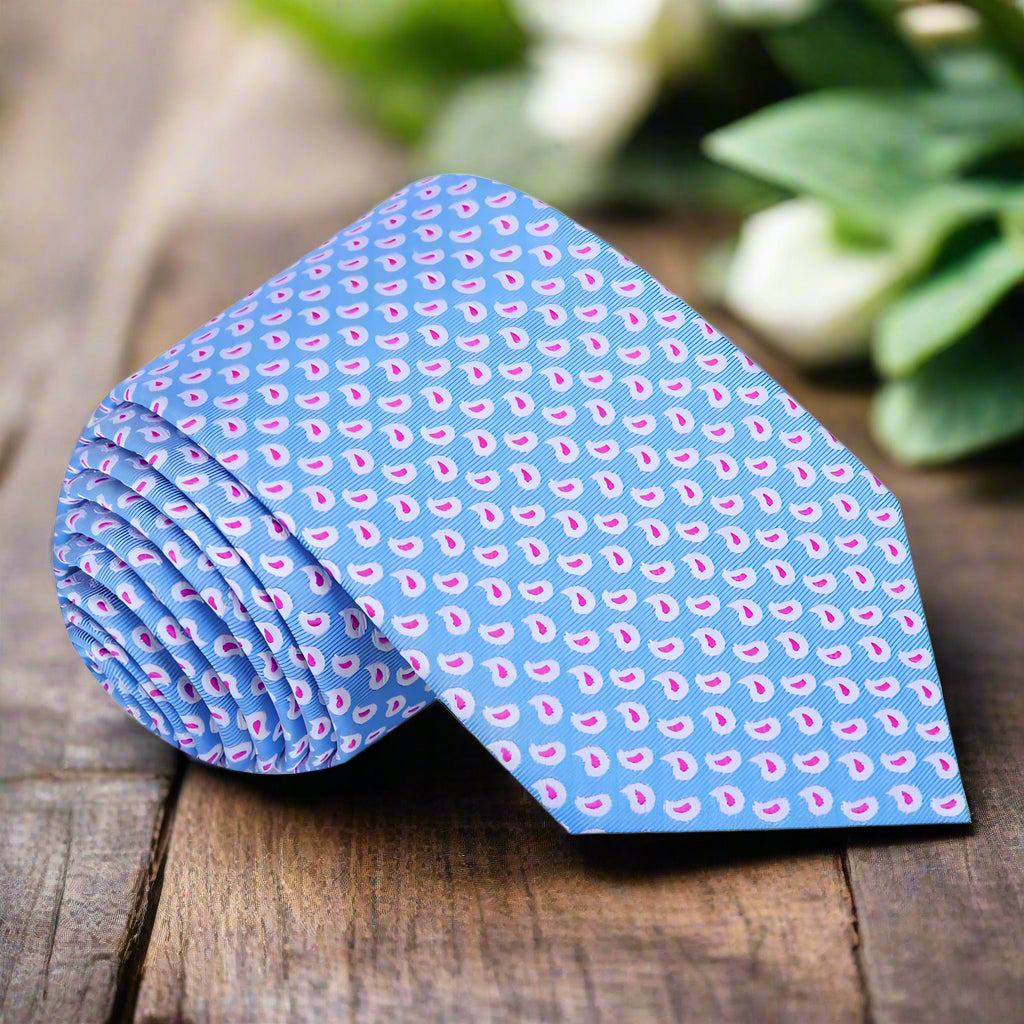 Elegant paisley silk tie in vibrant colors perfect for weddings