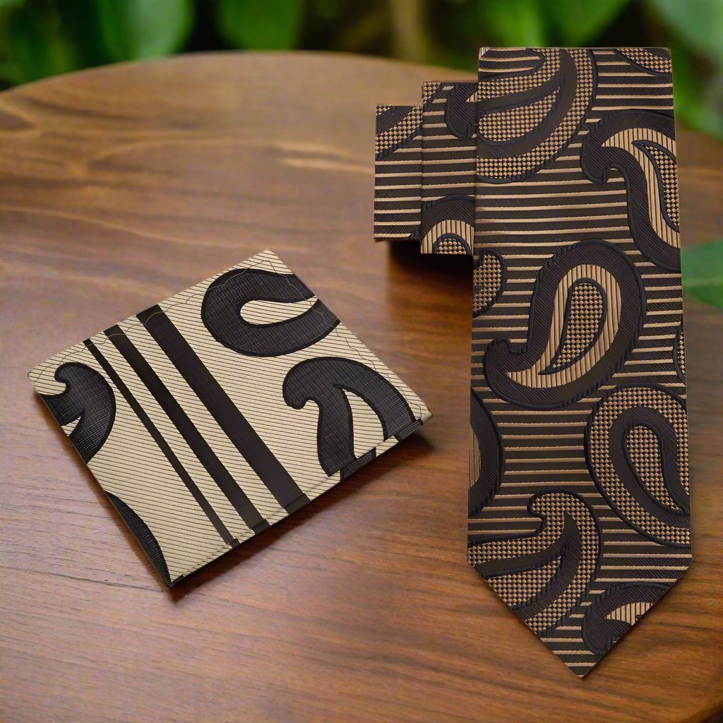 Elegant paisley silk tie in blue and black for weddings and formal events