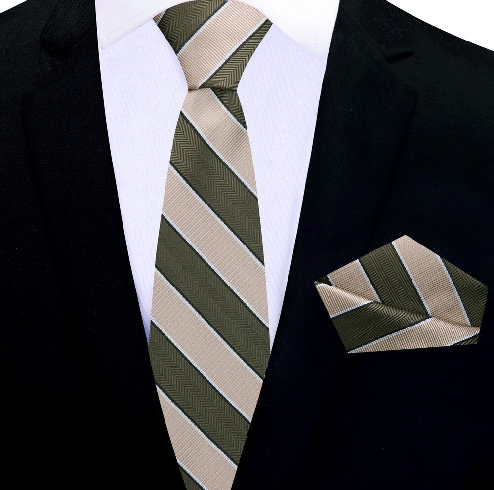Man wearing a professional silk necktie with stripe pattern, suitable for business meetings