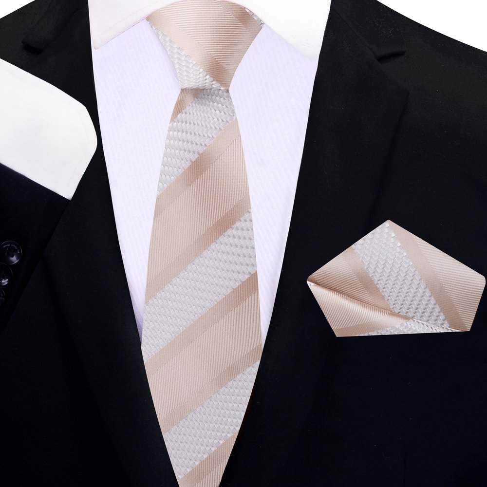 Man wearing a formal necktie for business meetings with a matching handkerchief