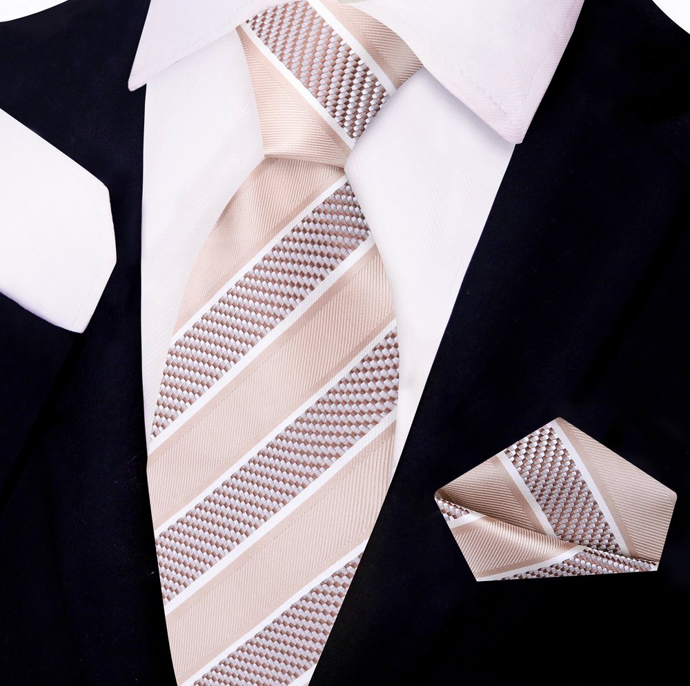 Man wearing a formal necktie for business meetings with a matching handkerchief