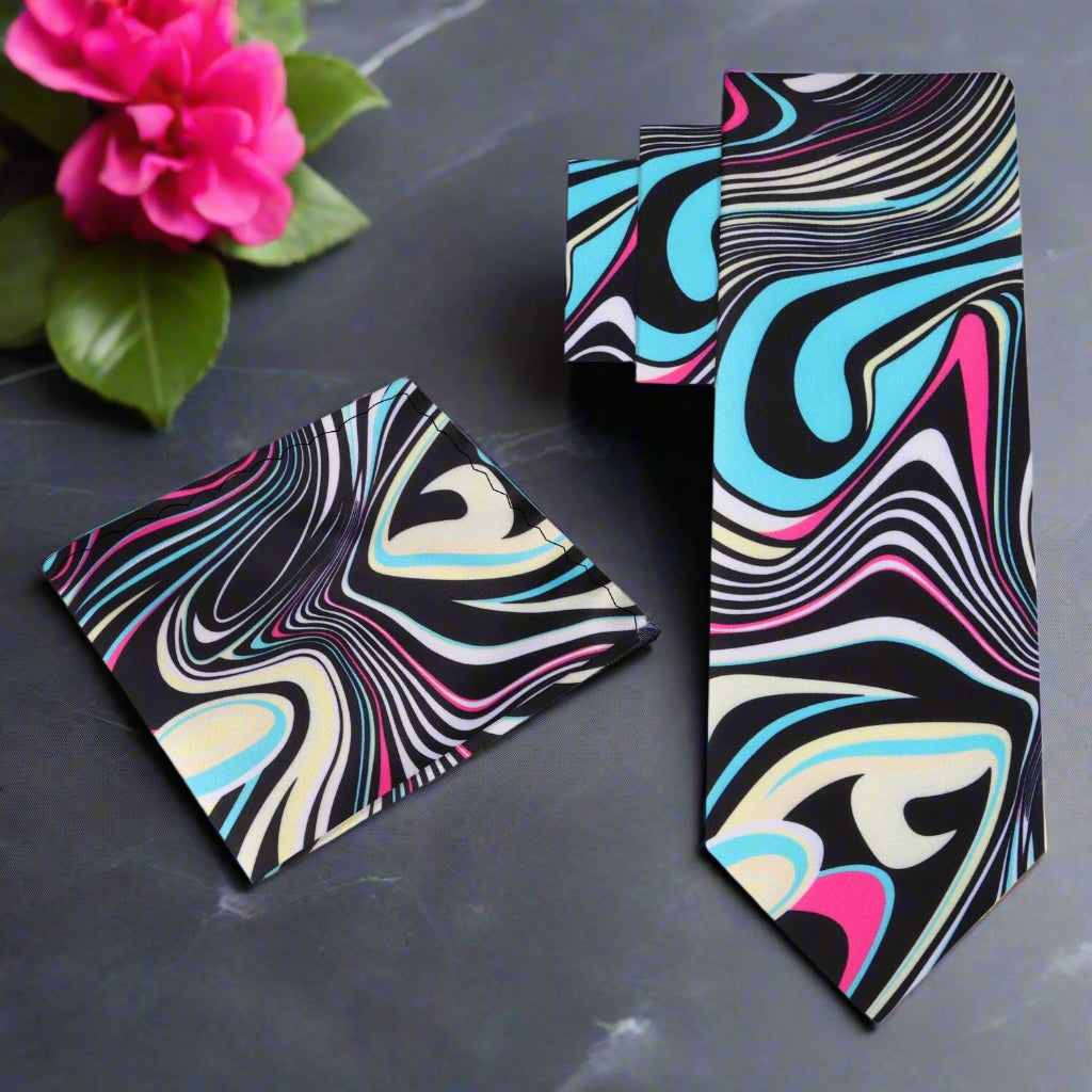 Stylish modern silk necktie with abstract swirl design