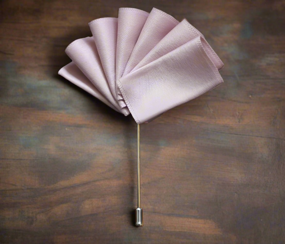 Close-up of the luxury lapel pin made from zinc alloy, complementing the pocket square.