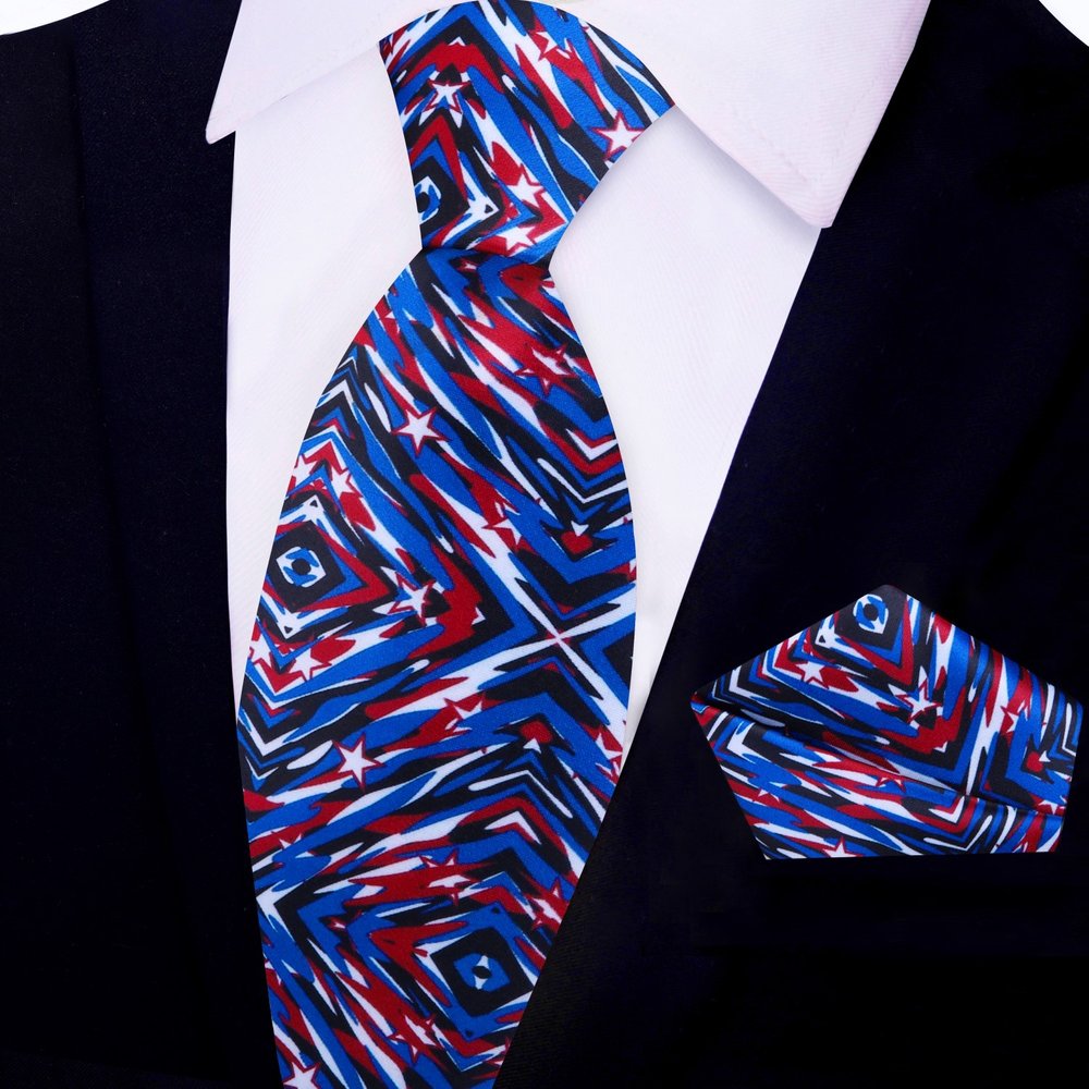 Luxury silk necktie with American flag design, perfect for political events.
