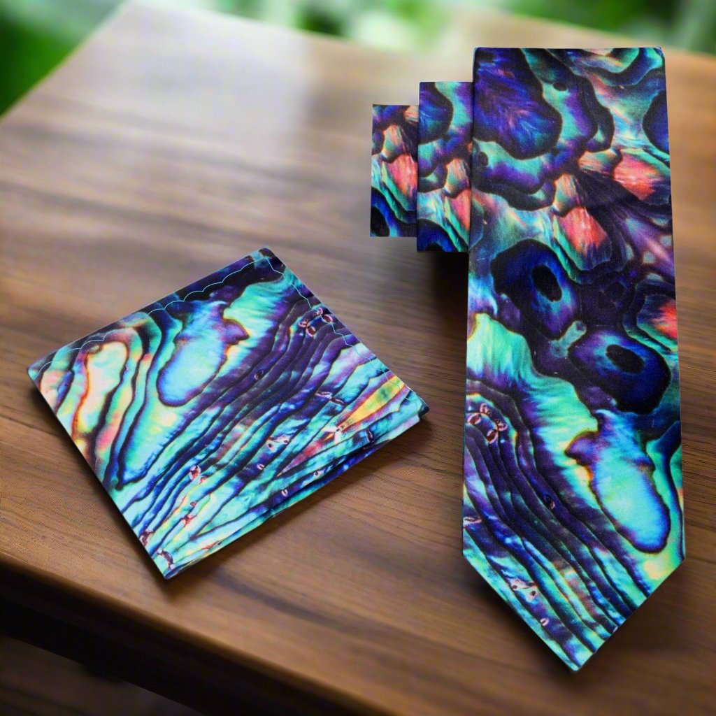Close-up of an abstract agate stone pattern silk necktie for men