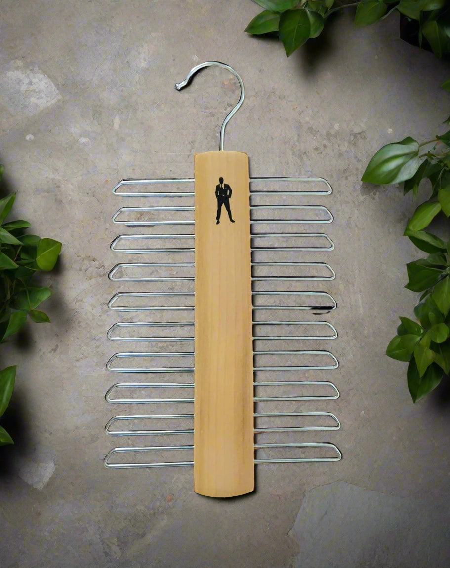 Modern tie organizer in a stylish closet for men’s wardrobe