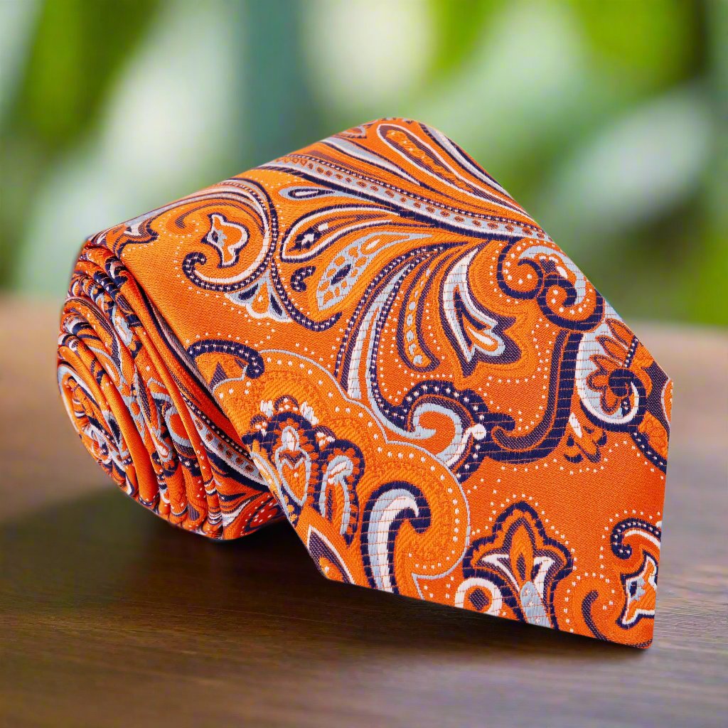 Vibrant paisley silk tie with floral design for weddings and business meetings