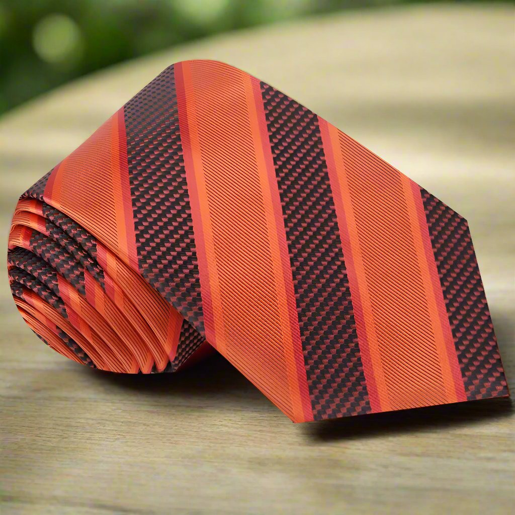 Mens dress tie displayed with a white dress shirt, highlighting its versatility for business meetings.