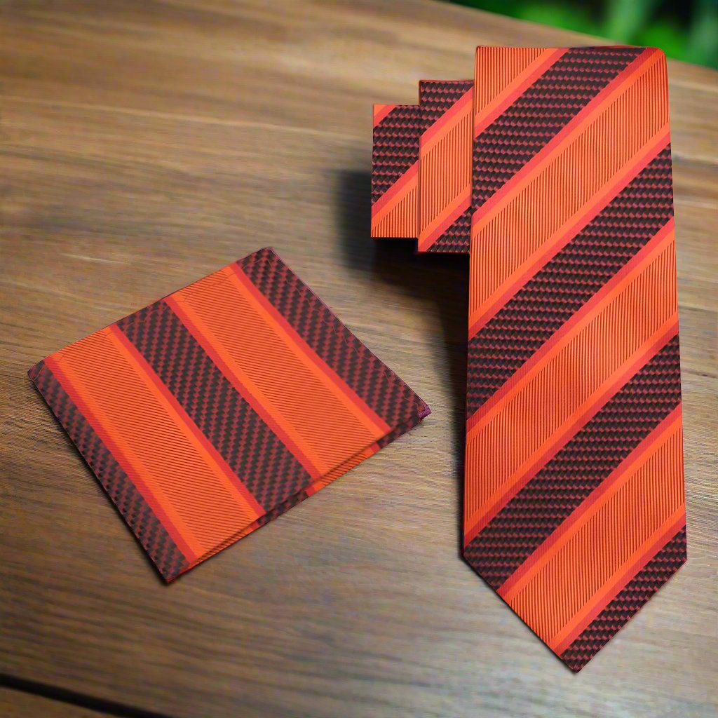 Man wearing a formal necktie for business meetings with a matching handkerchief