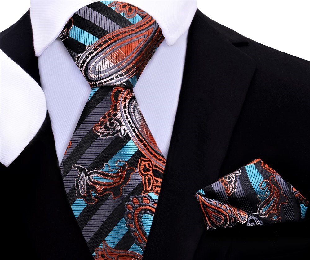 Close-up of kids paisley tie in sunset colors, perfect for formal occasions
