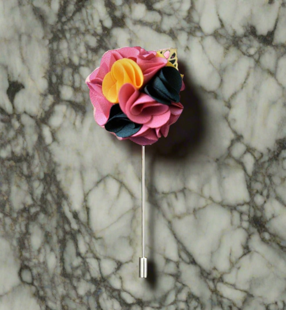 Deep blue flower lapel pin showcasing vibrant colors and elegant design.