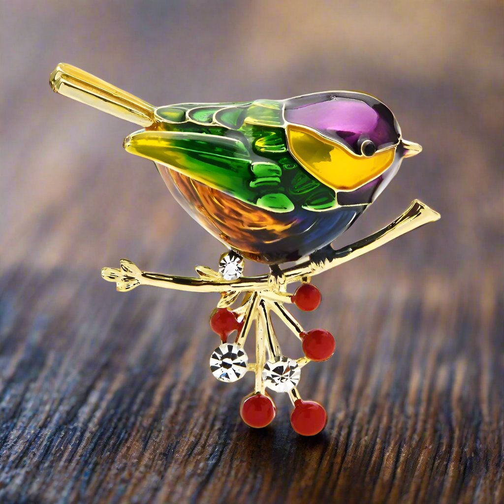 Robin lapel pin styled on a white dress shirt for a casual yet stylish look