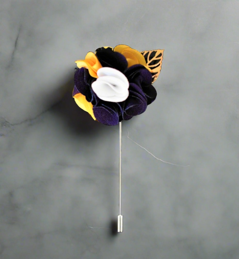 Close-up of a custom flower lapel pin highlighting its premium quality.