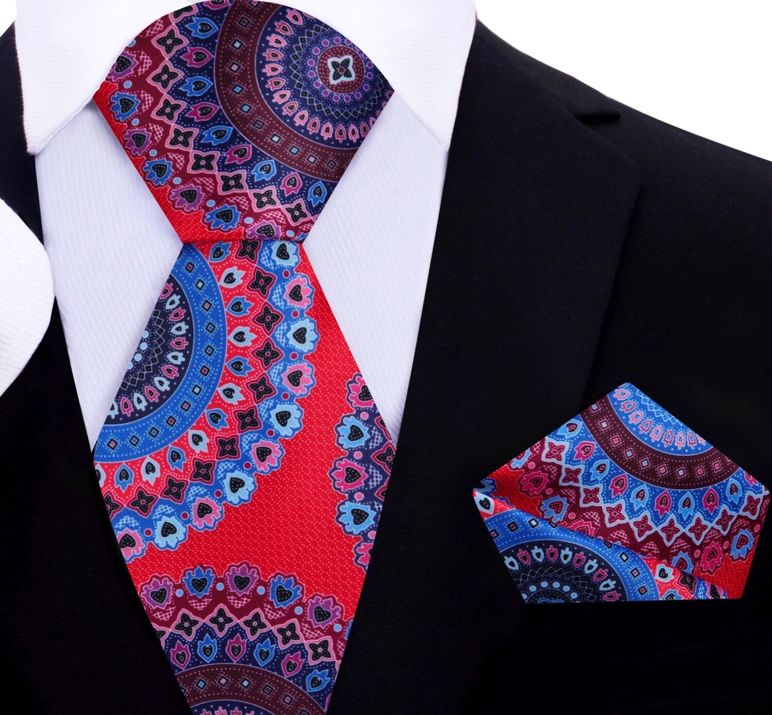 Stylish silk tie displayed on a suit, highlighting its versatility for social events and professional attire.