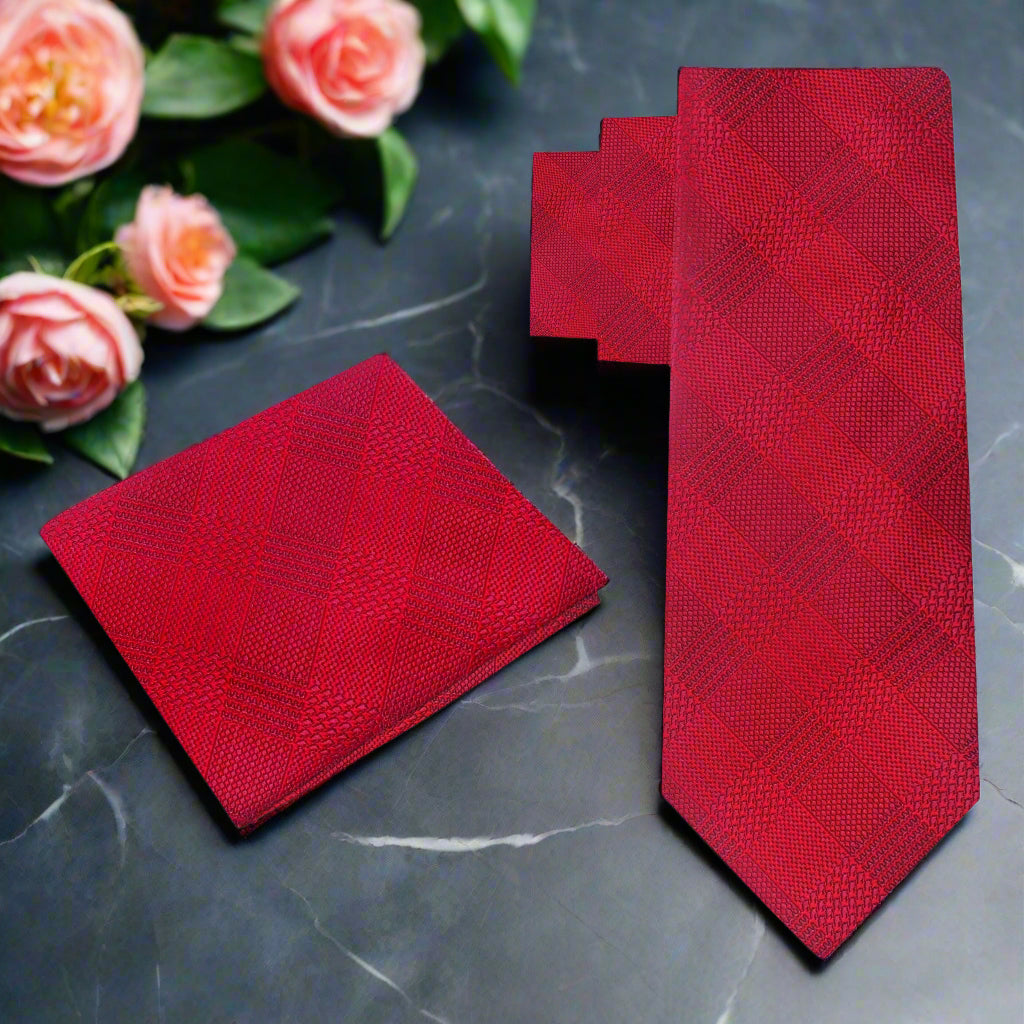 Man wearing modern plaid necktie with pocket square for business attire